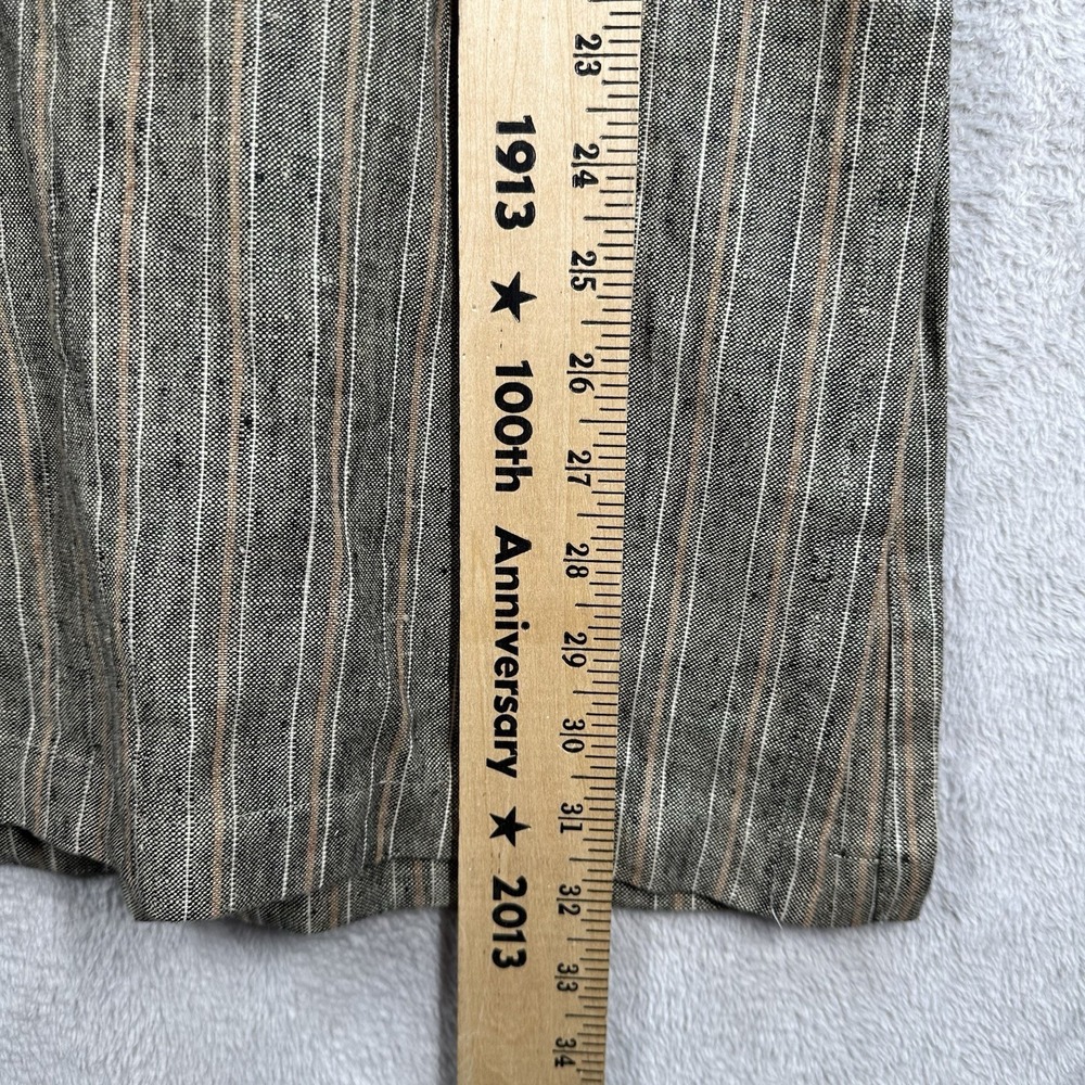 Coldwater Creek Striped 100% Linen Top Size L Natural Lagenlook Resort Beach - Picture 5 of 7